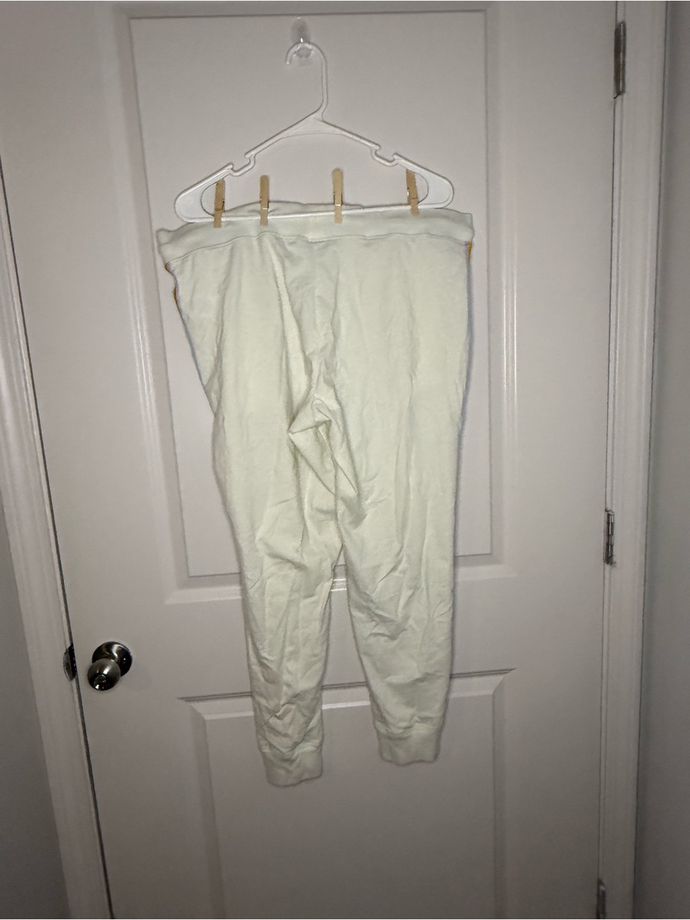 Champion Cream Sweatpants with Purple and Orange Rainbow Side Stripes - Picture 2 of 7